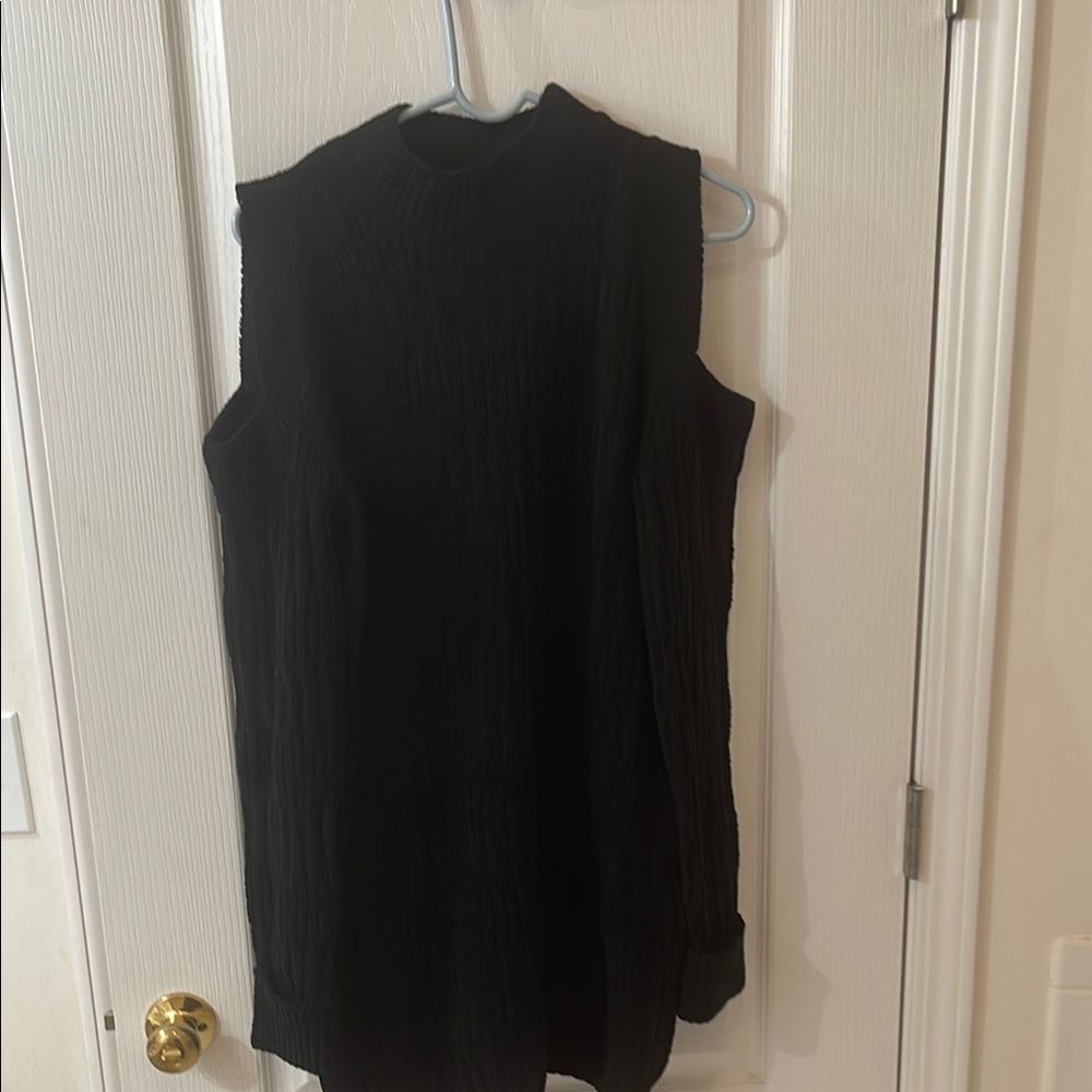 Black Cold Shoulder Mock Neck Top